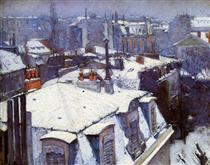 Vue de toits (Effet de neige) - Gustave Caillebotte