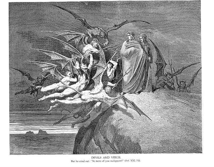 Demônios e Virgílio - Gustave Doré