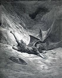 Satan Shown as the Fallen Angel after Having Been Smitten - Гюстав Доре