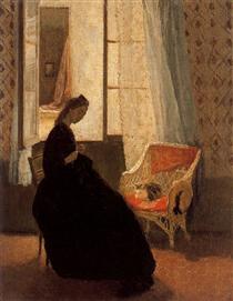 Woman Sewing at a Window - Гвен Джон