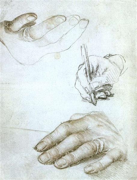 Studies of the Hands of Erasmus of Rotterdam, c.1523 - Hans Holbein le Jeune
