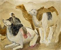 Kamele und Beduinen in der Wüste - Helen Dahm