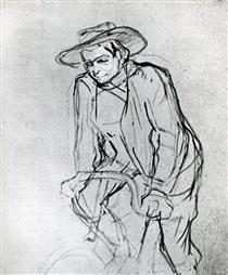 Aristide Bruant on His Bicycle - Henri de Toulouse-Lautrec