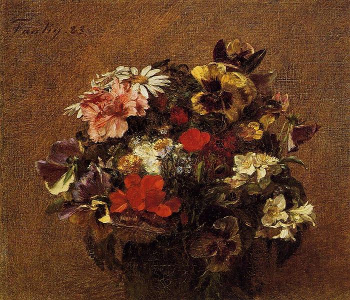 Bouquet of Flowers Pansies, 1883 - 方丹‧拉圖爾