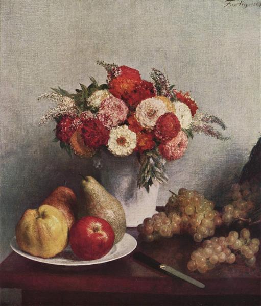 Flowers and Fruit, 1865 - 方丹‧拉圖爾
