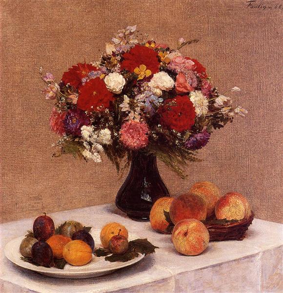 Flowers and Fruit, 1868 - 方丹‧拉圖爾