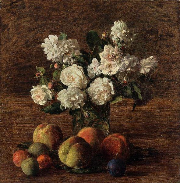 Still Life Roses and Fruit, 1878 - 方丹‧拉圖爾