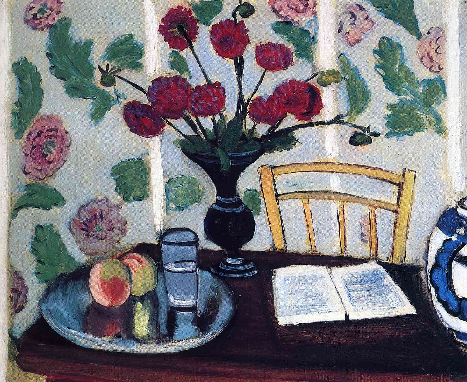 Bouquet of Dahlias and White Book, 1923 - Henri Matisse - WikiArt.org