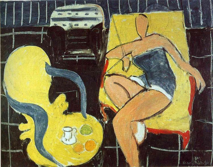 Dancer and Rocaille Armchair on a Black Background, 1942 - Henri Matisse