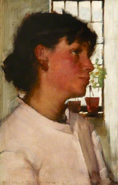 Study of the Bust of a Young Cornishwoman, with a Window behind - Henry Herbert La Thangue