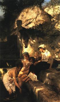 By a Pool. A Scene from Roman Life - Henryk Siemiradzki