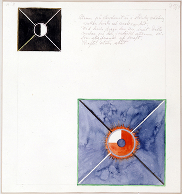 Atom Series, No. 8: Atom on the ether plane is in constant change between rest and activity. At the rest it pulls itself inwards. This affects the earthly atom as giving of force., 1917 - Hilma af Klint