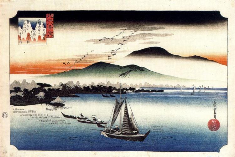 Descending Geese, Katata - Hiroshige