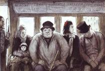 In the Omnibus - Honore Daumier
