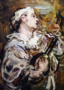Pierrot with Guitar - Honore Daumier