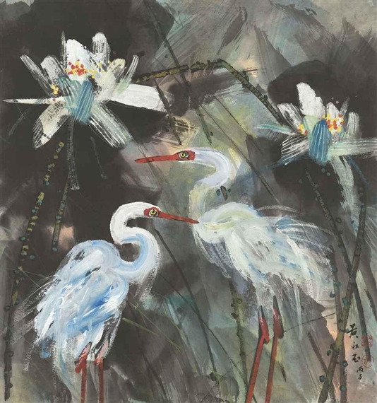 Lotus and Egrets, 1996 - Huang Yongyu