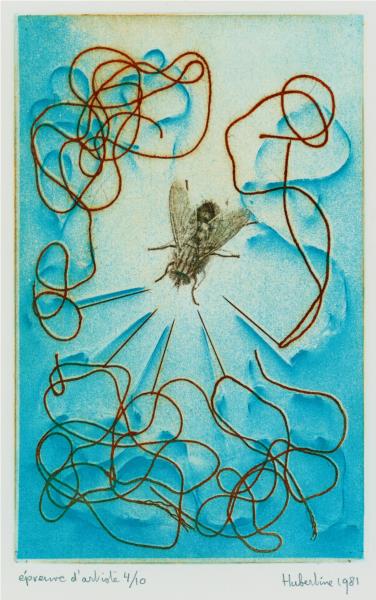 Trapped fly on 2 light-sensitive plates, 1981 - Hubertine Heijermans