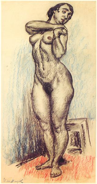 Nude standing and resting her hands on her left shoulder, c.1910 - Iliá Mashkov