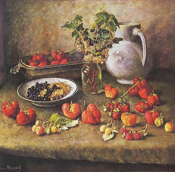 Strawberry and white jar, 1943 - Iliá Mashkov