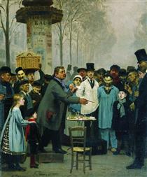 A Newspaper Seller in Paris - Iliá Repin