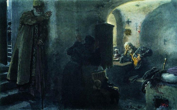 Monk Filaret Imprisoned in the Antonievo-Siyskiy Monastery - Ilya Yefimovich Repin