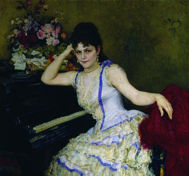 Portrait of pianist and professor of Saint Petersburg Conservatory Sophie Menter, 1887 - 列賓