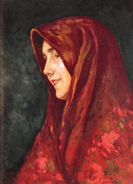 The Red Scarf, 1919 - Ипполит Струмбеску
