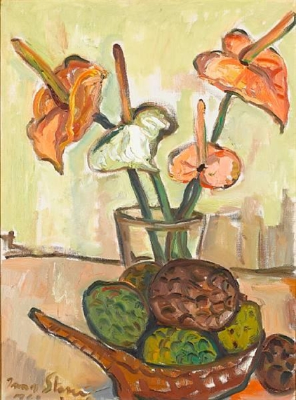 Still life with anthuriums and fruit, 1961 - Irma Stern