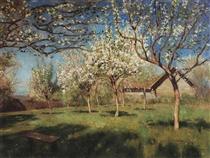 Apple trees in blossom - Isaac Levitan