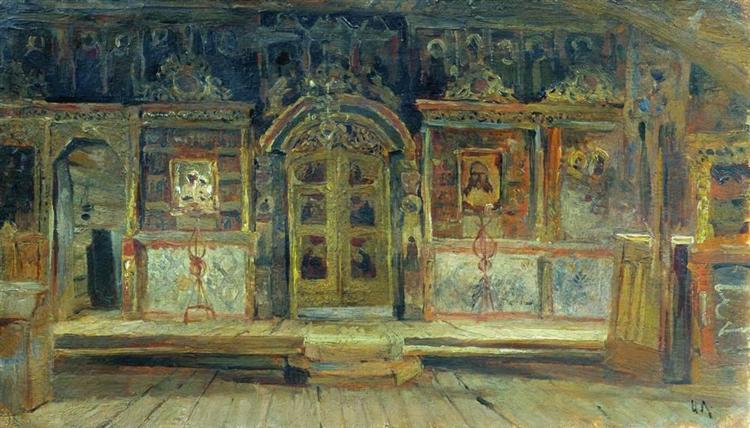 Внутри Петропавловской церкви в Плёсе, на Волге, 1888 - Исаак Левитан