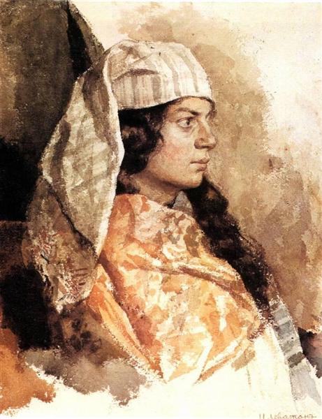 Jewish woman with oriental shawl, 1884 - Isaak Levitán