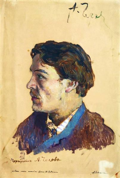 Portrait of writer Anton Chekhov, 1886 - 艾萨克·伊里奇·列维坦