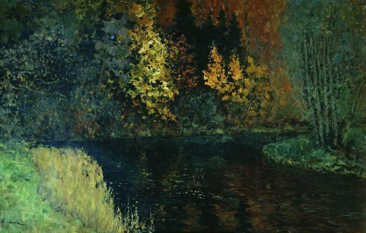 River in the forest. Autumn at river Istra., 1886 - Isaak Levitán