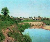 Village at the riverbank - Isaak Iljitsch Lewitan