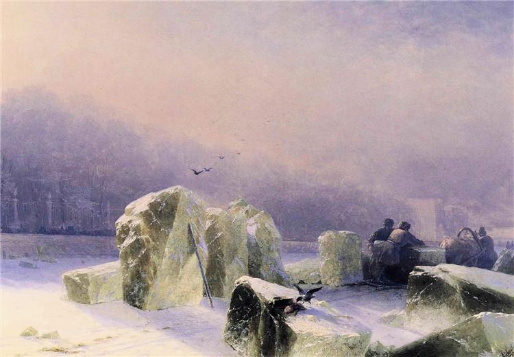 Ice Breakers on the Frozen Neva in St. Petersburg, 1877 - 伊凡·艾瓦佐夫斯基