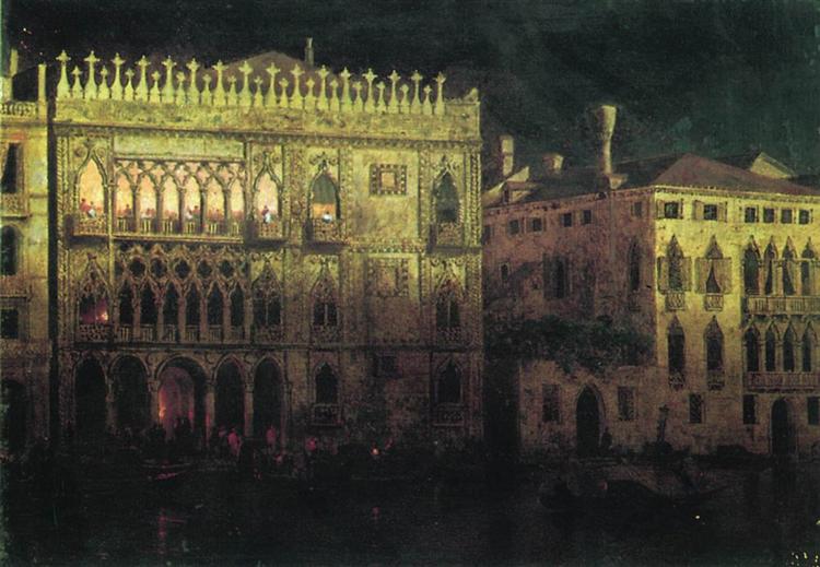 Ka d'Ordo Palace in Venice by moonlight, 1878 - Iwan Konstantinowitsch Aiwasowski