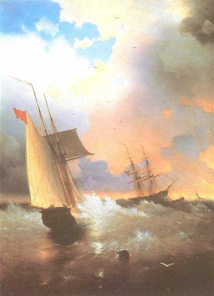 Sailing ship, 1870 - Iván Aivazovski