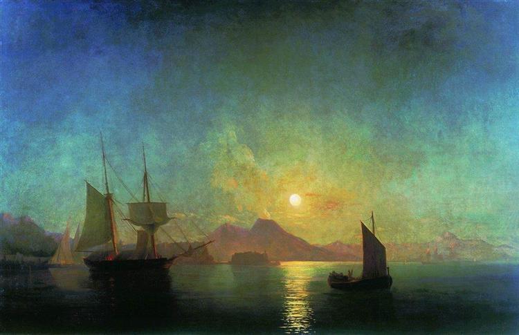 Вид на Везувий в лунную ночь, 1842 - Иван Айвазовский