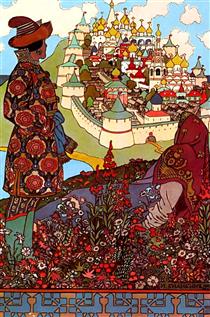 Illustration for Alexander Pushkin's 'Fairytale of the Tsar Saltan' - Ivan Bilibine