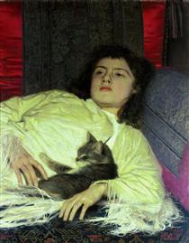 Девушка с кошкой - Иван Крамской