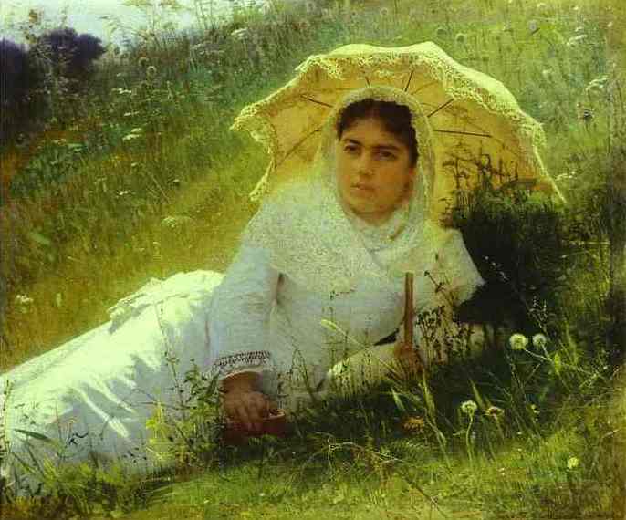 Woman with an Umbrella (In the Grass, Midday), 1883 - Ivan Kramskoy