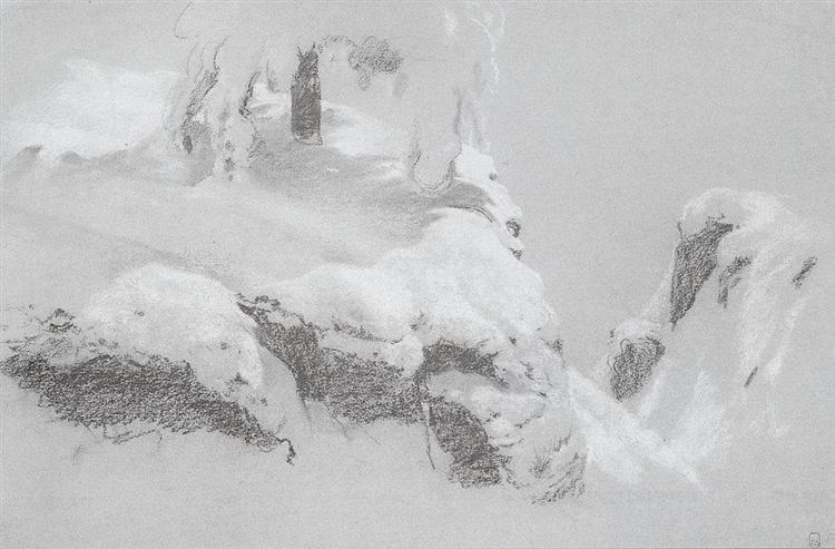 Rascunho para a pintura "No Norte Selvagem", 1890 - Ivan Shishkin