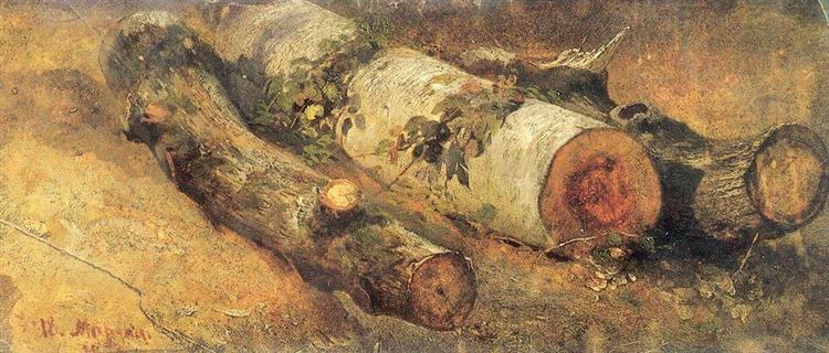 Cut down birch, 1864 - Ivan Shishkin