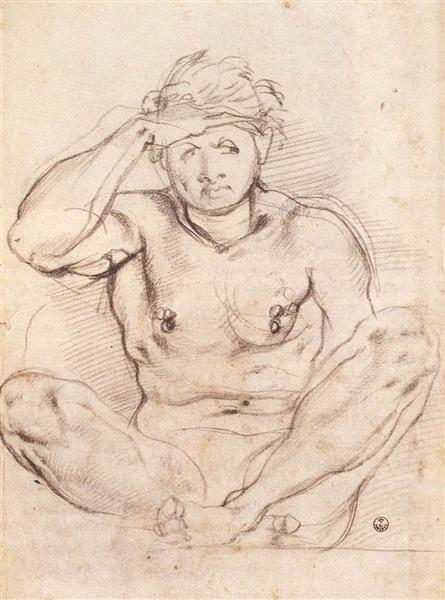 Ескіз для люнету з Вертумном і Помоною, 1519 - Джакопо Понтормо