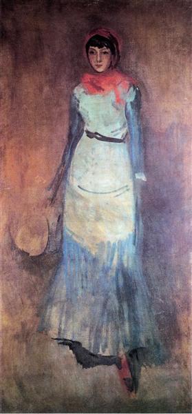 Harmony in Coral and Blue: Milly Finch, c.1884 - c.1886 - James McNeill Whistler