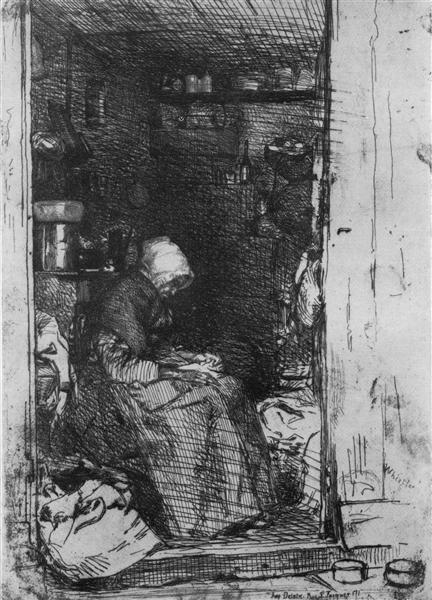 Old Woman with Rags, 1858 - Джеймс Эббот Макнил Уистлер