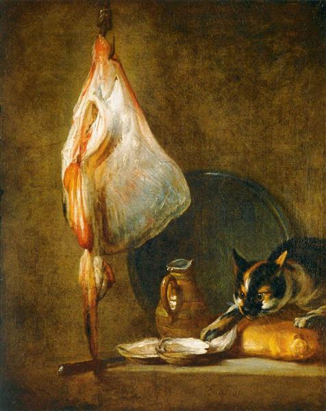 Still Life with Cat and Rayfish, c.1728 - Jean-Baptiste-Simeon Chardin