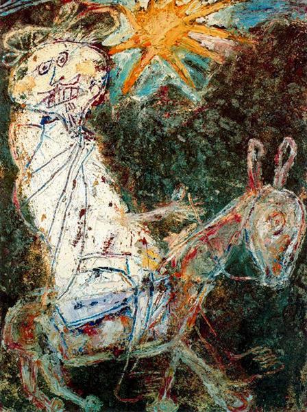 Bedouin on a donkey, 1948 - Жан Дюбюффе
