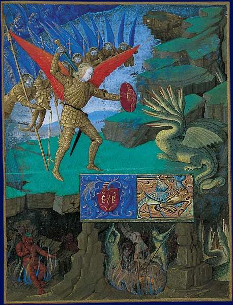 St. Michael slaying the dragon, c.1452 - c.1460 - Jean Fouquet