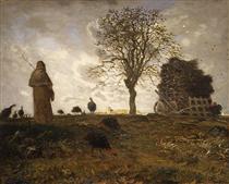 Осінній пейзаж із табуном індичок - Жан-Франсуа Мілле